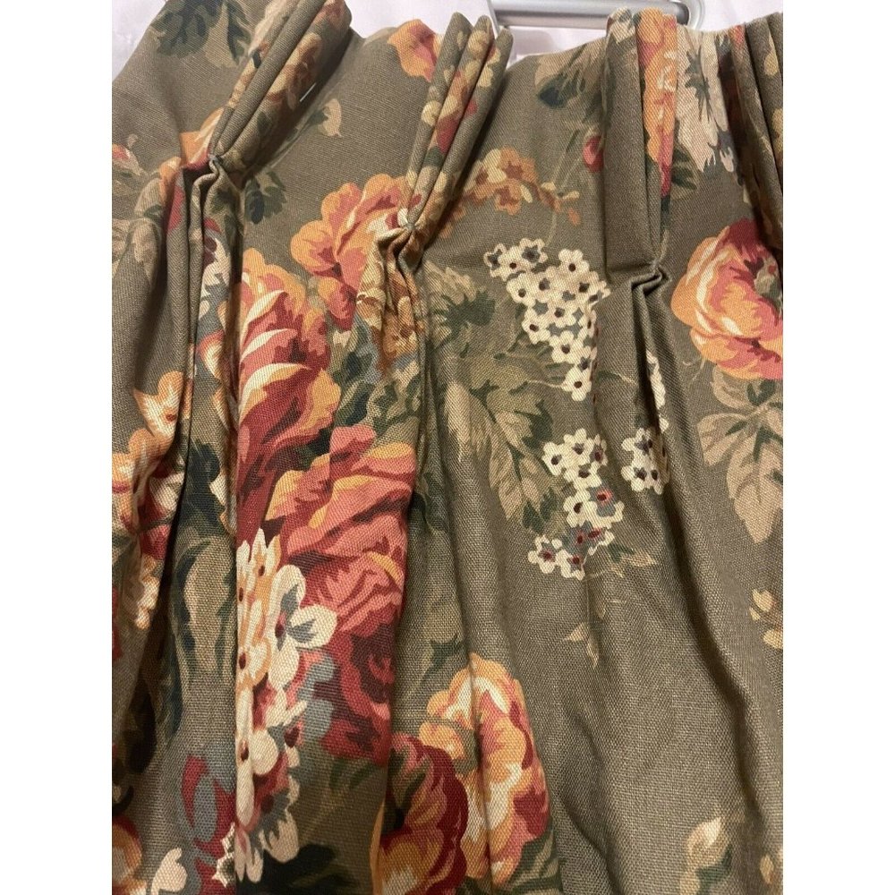 5 Panels Vintage Custom Pinch Pleat Floral Drapes Curtain Green Red Orange 22x90